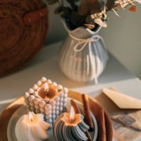 handmade natural wax and soy burning candles. - home decoration stock pictures, royalty-free photos & images