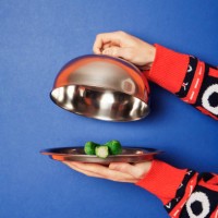 hands holding silver tray and lid during christmas - food stock pictures, royalty-free photos & images