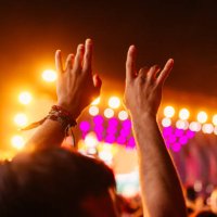 hands in air at concert - concert stock pictures, royalty-free photos & images