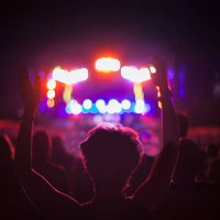 hands in the air at an outdoor concert - concert stock pictures, royalty-free photos & images