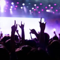 hands making rock sign at music festival - concert stock pictures, royalty-free photos & images