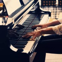hands playing a grand piano - concert stock pictures, royalty-free photos & images