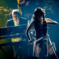 Hans Zimmer and Tina Guo perform on stage at Pala Alpitour on May 01, 2023 in Turin, Italy.