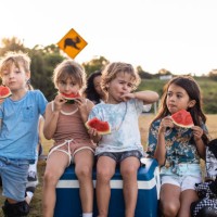 happy aussie kids - food stock pictures, royalty-free photos & images