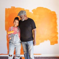 happy family renovating home - home decoration stock pictures, royalty-free photos & images