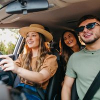 happy friends traveling by car - travel stock pictures, royalty-free photos & images