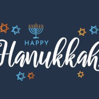 happy hanukkah lettering on blue background with menorah and stars. vector - home decoration stock illustrations