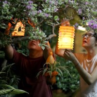 happy mid-autumn festival! - garden decoration stock pictures, royalty-free photos & images