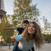 happy mother and son traveling to paris - travel stock pictures, royalty-free photos & images