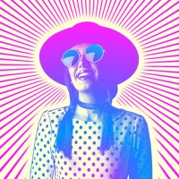 happy, smiling hipster woman with sunbeams - fashion stock illustrations