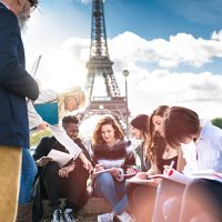 happy student in paris - travel stock pictures, royalty-free photos & images
