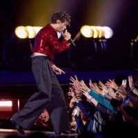 Harry Styles performs on stage during The BRIT Awards 2023 at The O2 Arena on February 11, 2023 in London, England.