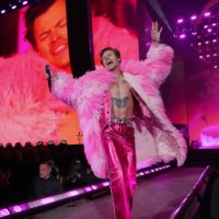 Harry Styles performs on the Coachella stage during the 2022 Coachella Valley Music And Arts Festival on April 22, 2022 in Indio, California.