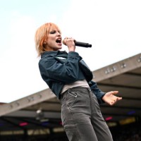 Hayley Williams of Paramore performs on stage as support on the Taylor Swift Eras Tour, at Scottish Gas Murrayfield Stadium on June 07, 2024 in...
