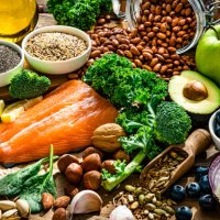 healthy and well balanced group of food for heart care - food stock pictures, royalty-free photos & images