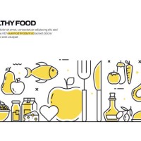 healthy food concept, line style vector illustration - food stock illustrations