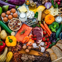 healthy food for a well balanced diet - food stock pictures, royalty-free photos & images