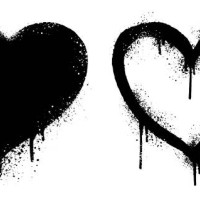 heart love sign outline and fill in graffiti spraypaint isolated on white - fashion stock illustrations