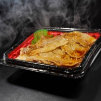 hearty and warm: reheated yakiniku bento - junk food stock pictures, royalty-free photos & images