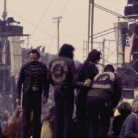 Hell's Angels before the Rolling Stones appeared at the Altamont Speedway for the free concert they were headlining.