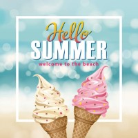 hello summer ice-cream - junk food stock illustrations