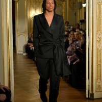 Henry Günther Ademola Dashtu Samuel walks the runway during the Lena Erziak Haute Couture Spring-Summer 2025 show as part of Paris Fashion Week at...