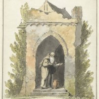 Hermit for a stone chapel, design for a garden decoration, Hermit for a stone chapel, draughtsman: Pieter Bartholomeusz. Barbiers, c. 1782 - c. 1837,...