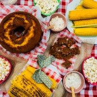 high angle view of a meal on a brazilian junina party - food stock pictures, royalty-free photos & images