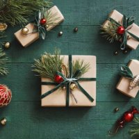 high angle view of christmas present - home decoration stock pictures, royalty-free photos & images