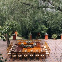 high angle view of square table setting at an intimate outdoor wedding - home decoration stock pictures, royalty-free photos & images