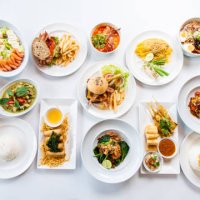 high angle view of variety food on table - stock photo - food stock pictures, royalty-free photos & images