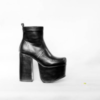 high heel platform boot on white background - fashion stock pictures, royalty-free photos & images