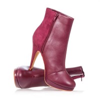 high heels ankle boot in dark red - fashion stock pictures, royalty-free photos & images
