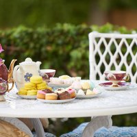 high tea! - garden decoration stock pictures, royalty-free photos & images