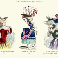 history of fashion, 18th century costumes, hats and hairstyles - hairstyle stock illustrations