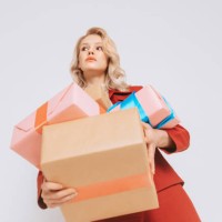 holiday gifts. photo from bottom view - fashion stock pictures, royalty-free photos & images