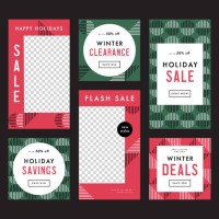 holiday sale promo template set—sized for social media - fashion stock illustrations