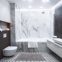 home design, bathroom interior side view in modern scandinavian style in natural tones in gray color close up - home decoration stock pictures, royalty-free photos & images