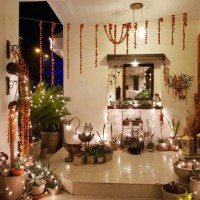 home entrance decorated with lights and plants. - garden decoration stock pictures, royalty-free photos & images