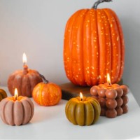 home interior decor. white dresser with burning candles. still life, autumn hygge concept. happy halloween holiday - home decoration stock pictures, royalty-free photos & images