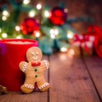 homemade hot chocolate mug and gingerbread cookie on christmas table - home decoration stock pictures, royalty-free photos & images