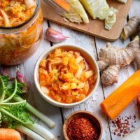 homemade kimchee and glass jar - food stock pictures, royalty-free photos & images