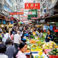 hong kong street market - food stock pictures, royalty-free photos & images
