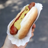 Hot-dog is seen in this illustration photo taken in New York City, United States on July 15, 2024.