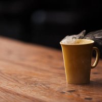 hot beverage on a wood cafe table - coffee stock pictures, royalty-free photos & images