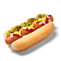 hot dog with all the fixings - junk food stock pictures, royalty-free photos & images