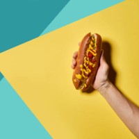 hotdog on a colorful background. - food stock pictures, royalty-free photos & images