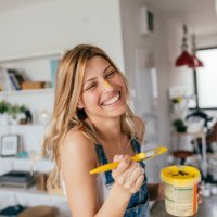 house painting in progress - home decoration stock pictures, royalty-free photos & images
