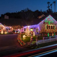 house with abundant exterior christmas lights - garden decoration stock pictures, royalty-free photos & images