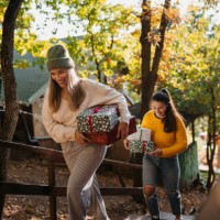 i have a christmas gift for you - garden decoration stock pictures, royalty-free photos & images